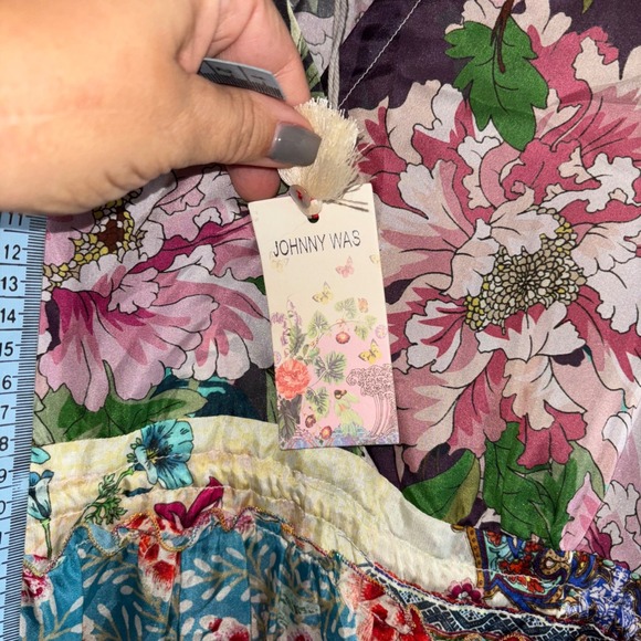 Johnny Was New Medium Gigi Patchwork Dress $398 Patchwork Bohemian Bell Sleeve - Picture 15 of 16